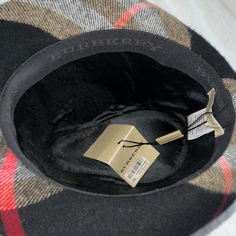 Burberry Fedora Hat Nova Check Plaid Wool Cashmere Mens M or Women M/L NWT - Picture 6 of 6